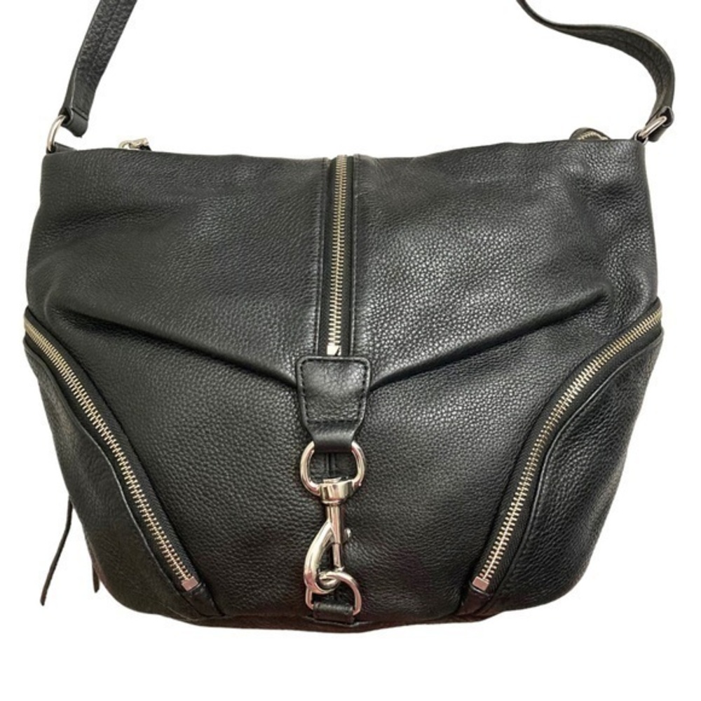 Rebecca minkoff black leather messenger bag